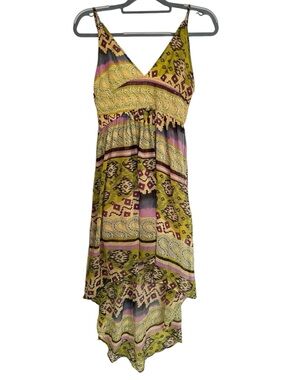 Cute Options Y2K Boho High Low Maxi Dress Smocked Waist V Neck Size M